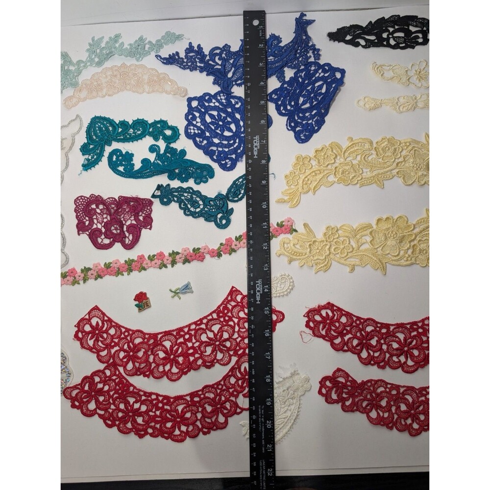 Vintage Venice Lace Applique Lot Mixed Colors Sizes Sew On Trim Craft Bridal Y2K - Picture 10 of 10